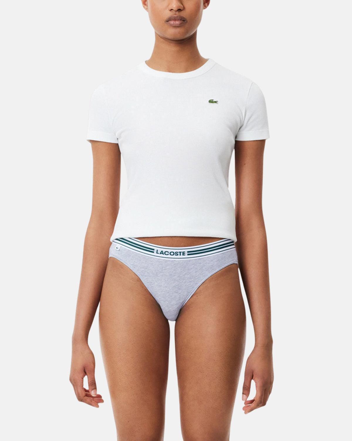 LACOSTE WOMENS HERITAGE STRETCH COTTON BRIEFS GREY CHINE | Studio DOS