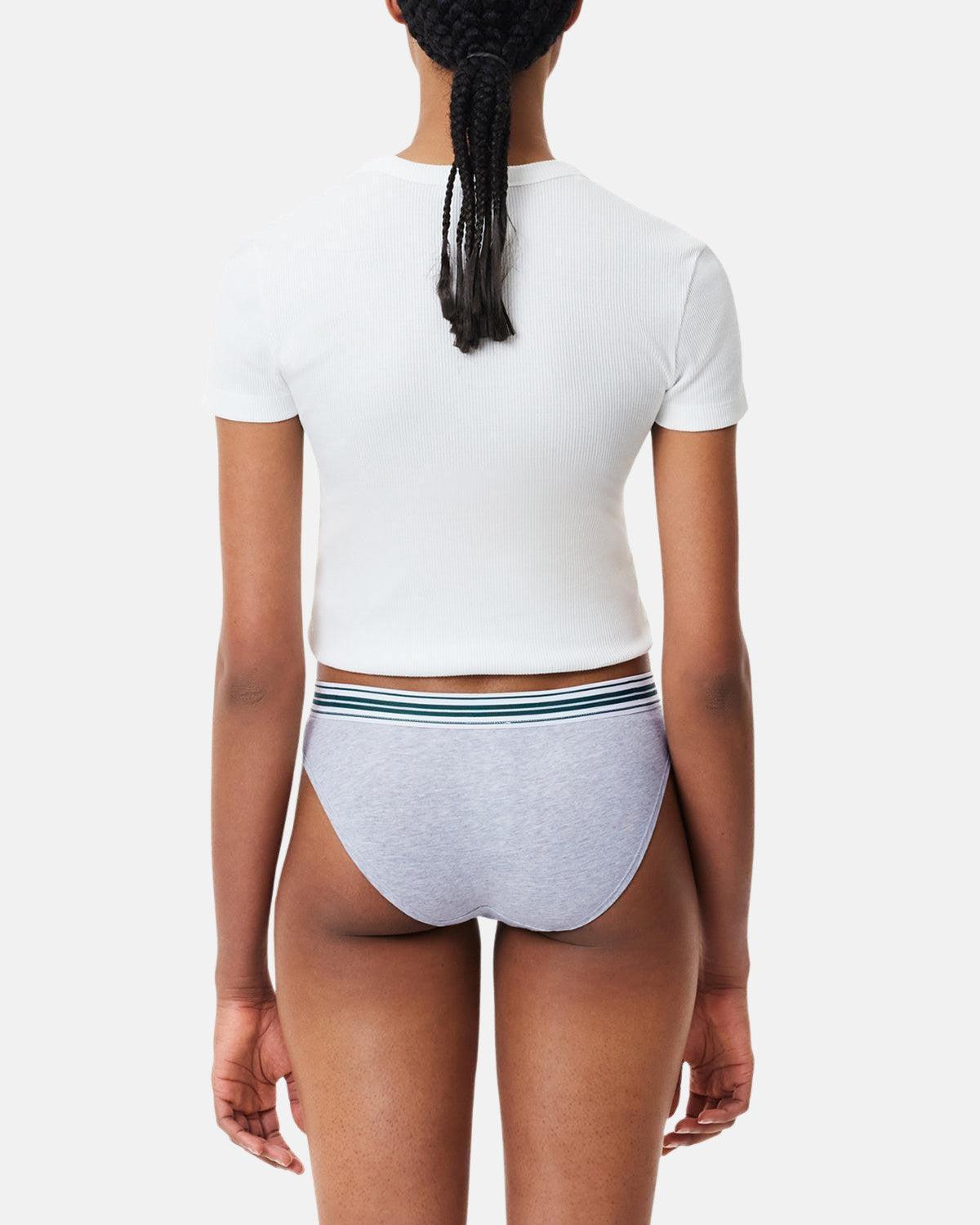 LACOSTE WOMENS HERITAGE STRETCH COTTON BRIEFS GREY CHINE | Studio DOS