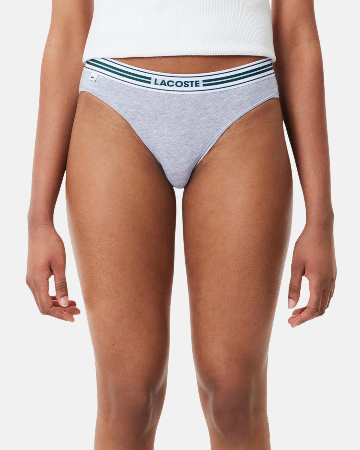 LACOSTE WOMENS HERITAGE STRETCH COTTON BRIEFS GREY CHINE | Studio DOS