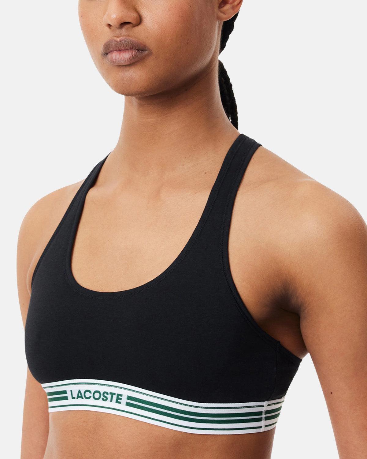 LACOSTE WOMENS HERITAGE STRETCH COTTON RACER BACK BRALETTE BLACK | Studio DOS