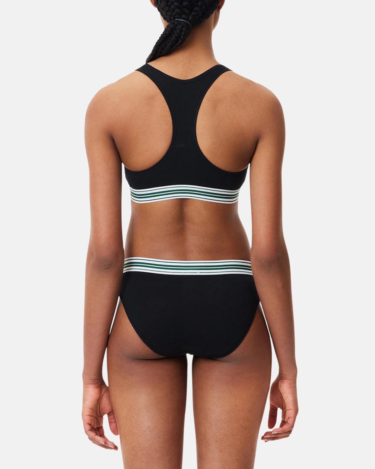 LACOSTE WOMENS HERITAGE STRETCH COTTON RACER BACK BRALETTE BLACK | Studio DOS