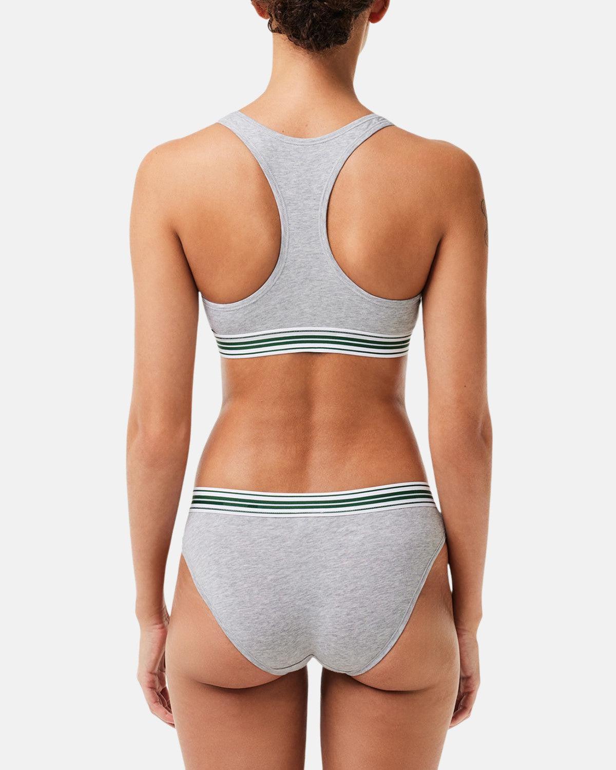 LACOSTE WOMENS HERITAGE STRETCH COTTON RACER BACK BRALETTE GREY CHINE | Studio DOS