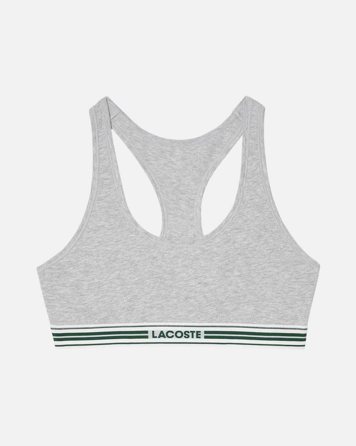 LACOSTE WOMENS HERITAGE STRETCH COTTON RACER BACK BRALETTE GREY CHINE | Studio DOS
