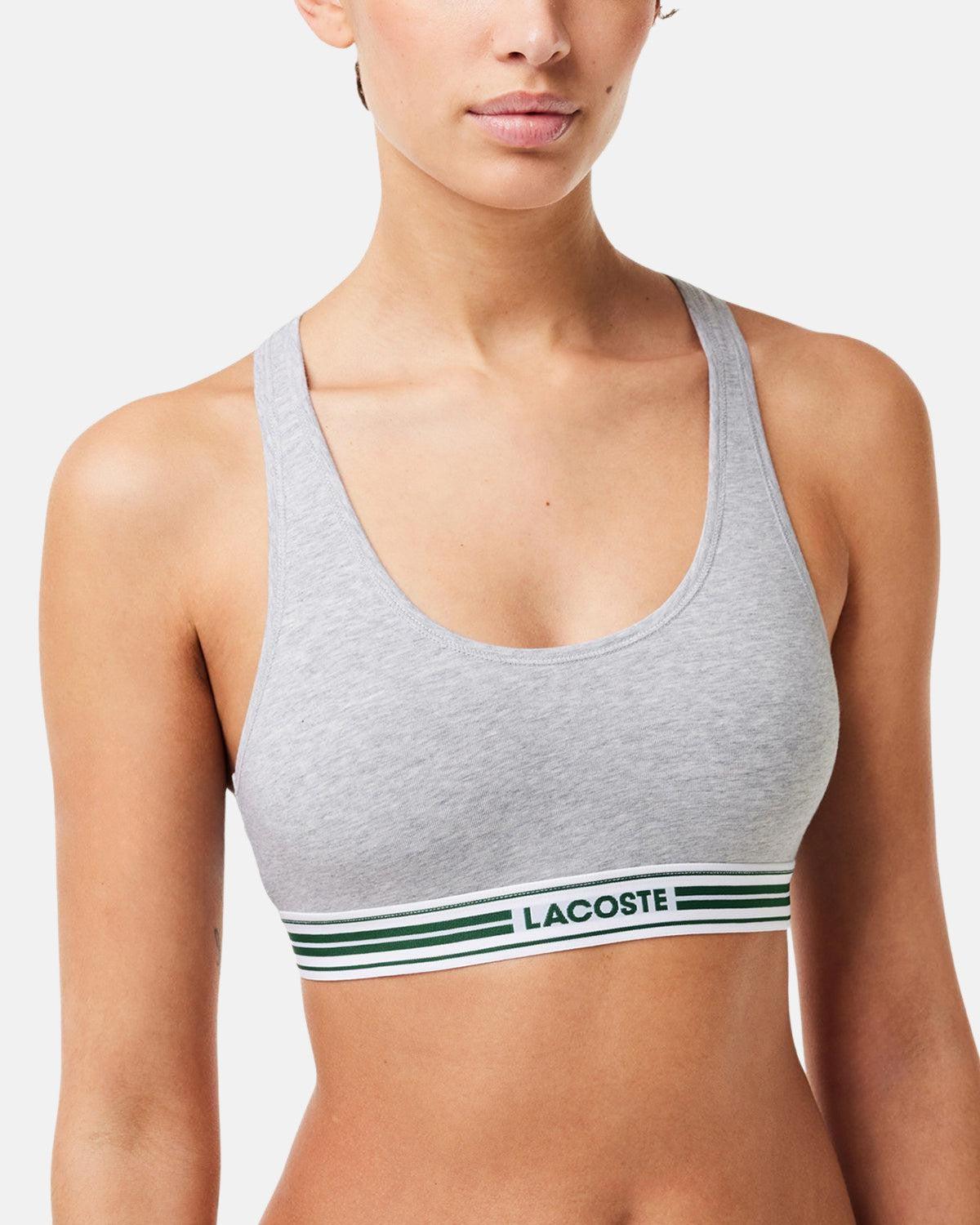 LACOSTE WOMENS HERITAGE STRETCH COTTON RACER BACK BRALETTE GREY CHINE | Studio DOS