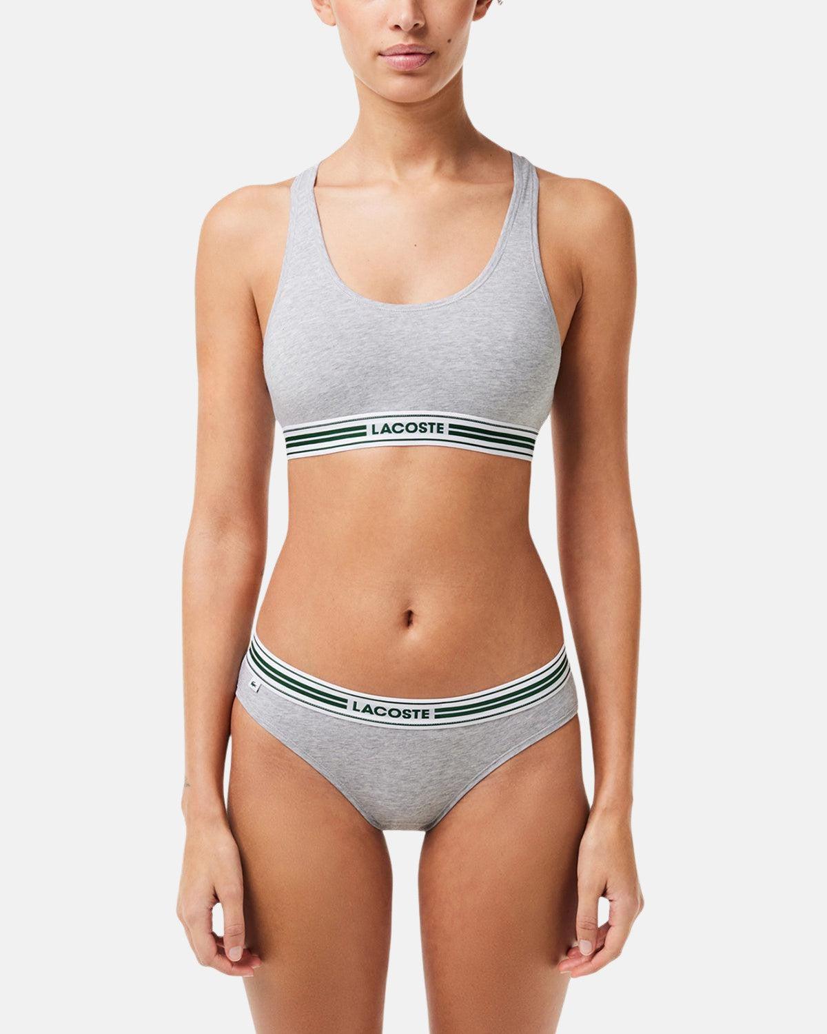 LACOSTE WOMENS HERITAGE STRETCH COTTON RACER BACK BRALETTE GREY CHINE | Studio DOS