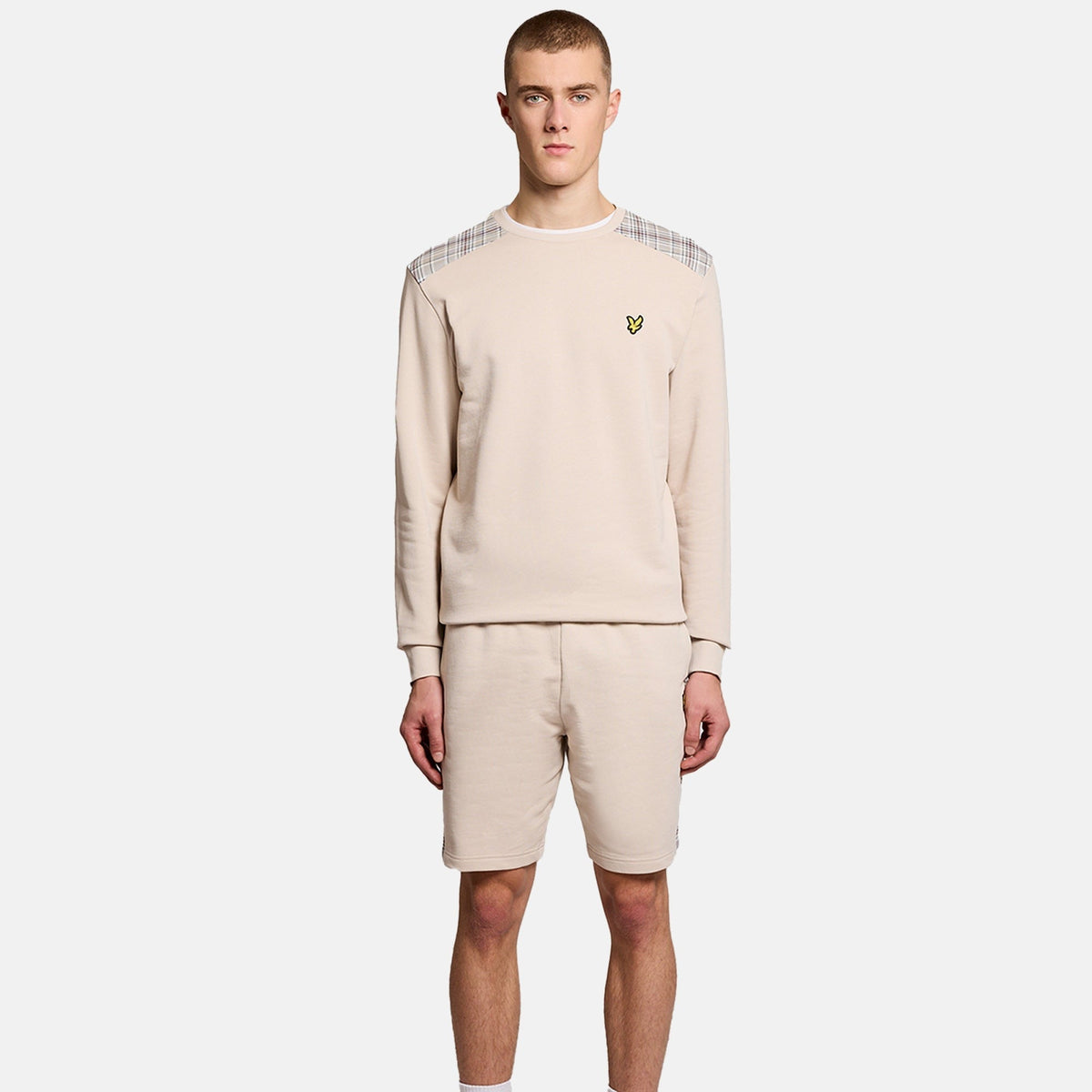 Lyle & Scott Check Panelled Sweat Shorts Cove | Studio DOS
