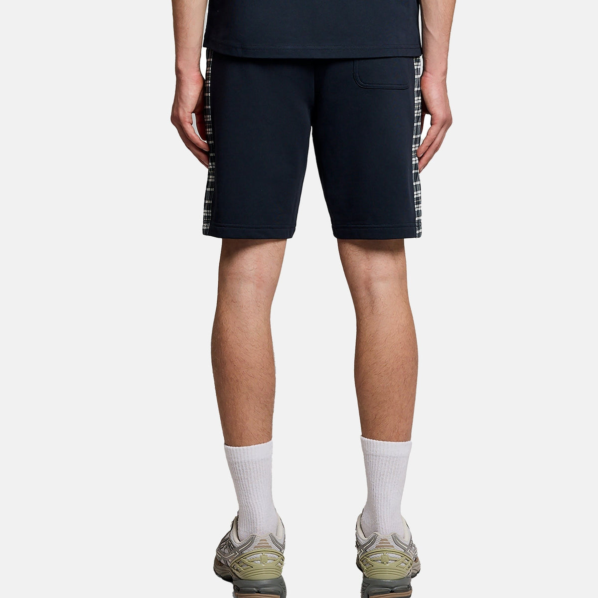 Lyle & Scott Check Panelled Sweat Shorts Dark Navy | Studio DOS
