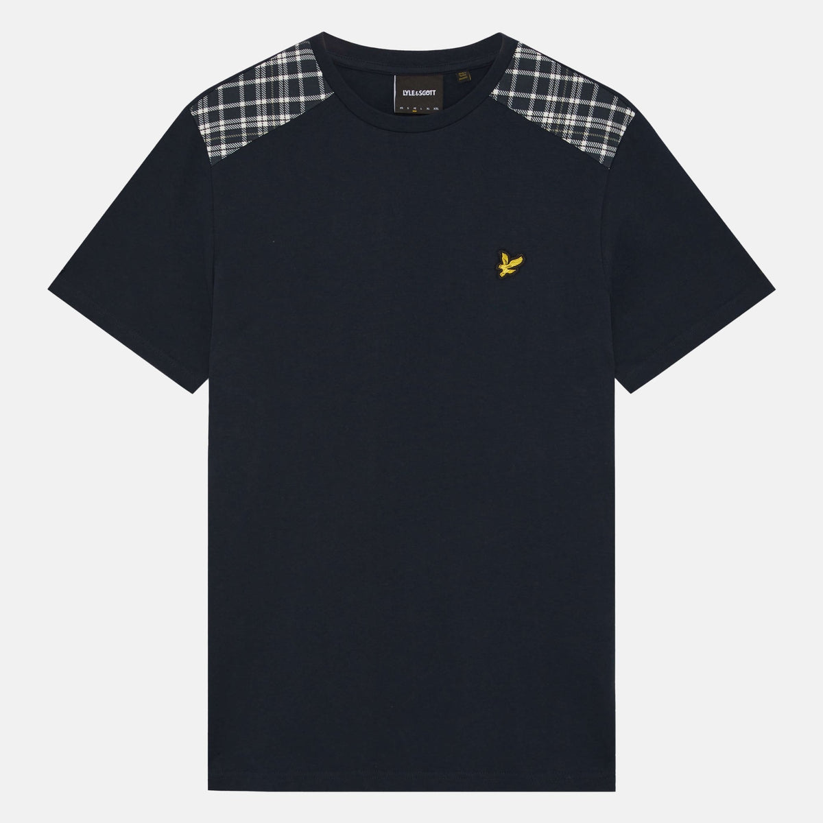 Lyle & Scott Check Panelled T-Shirt Dark Navy | Studio DOS