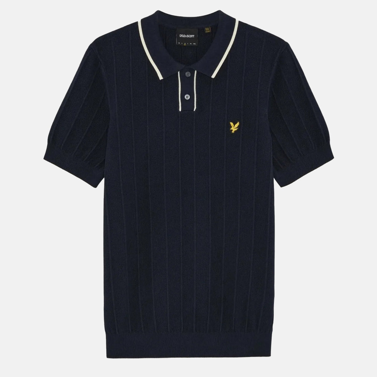 Lyle & Scott Pique Tipped Knitted Polo Shirt Dark Navy | Studio DOS