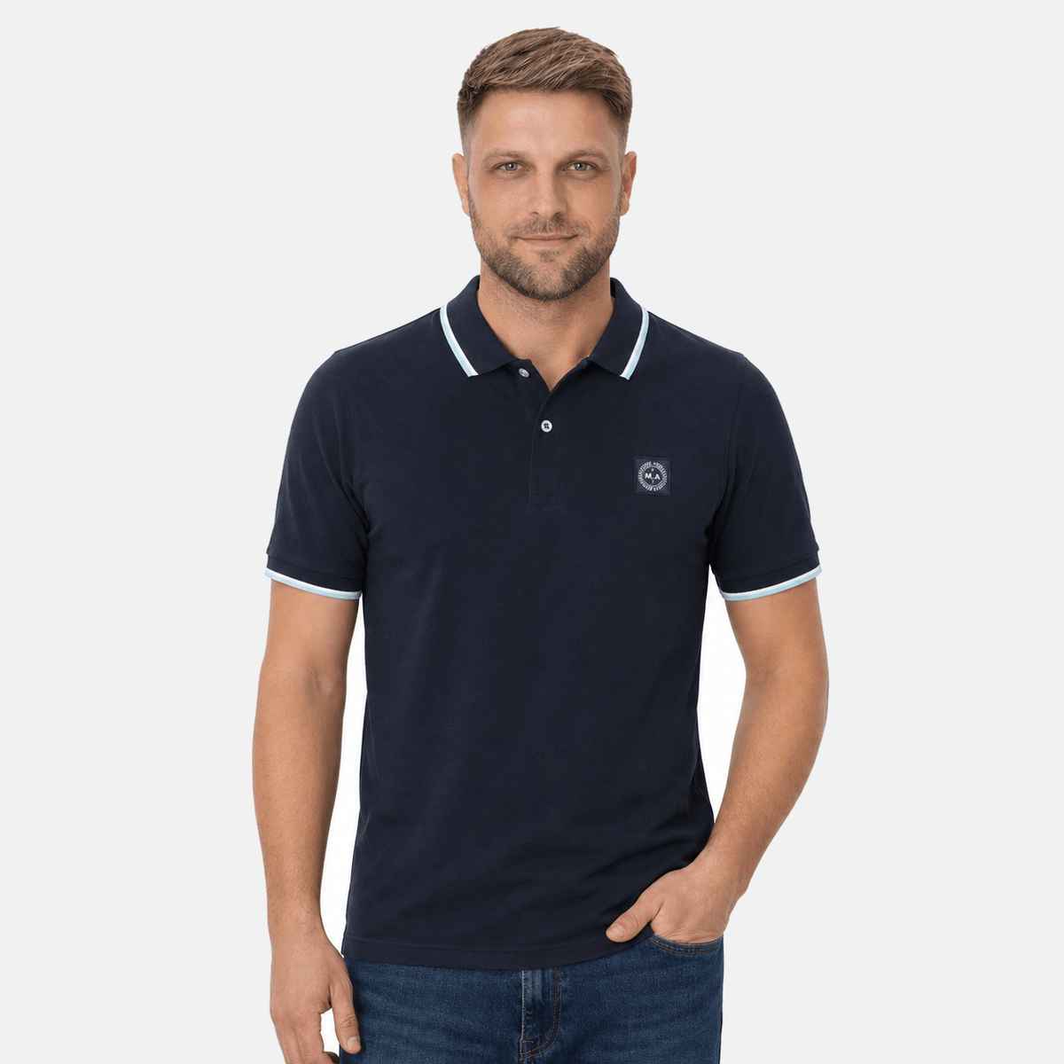 Marshall Artist Tipped Polo Shirt Navy | Studio DOS