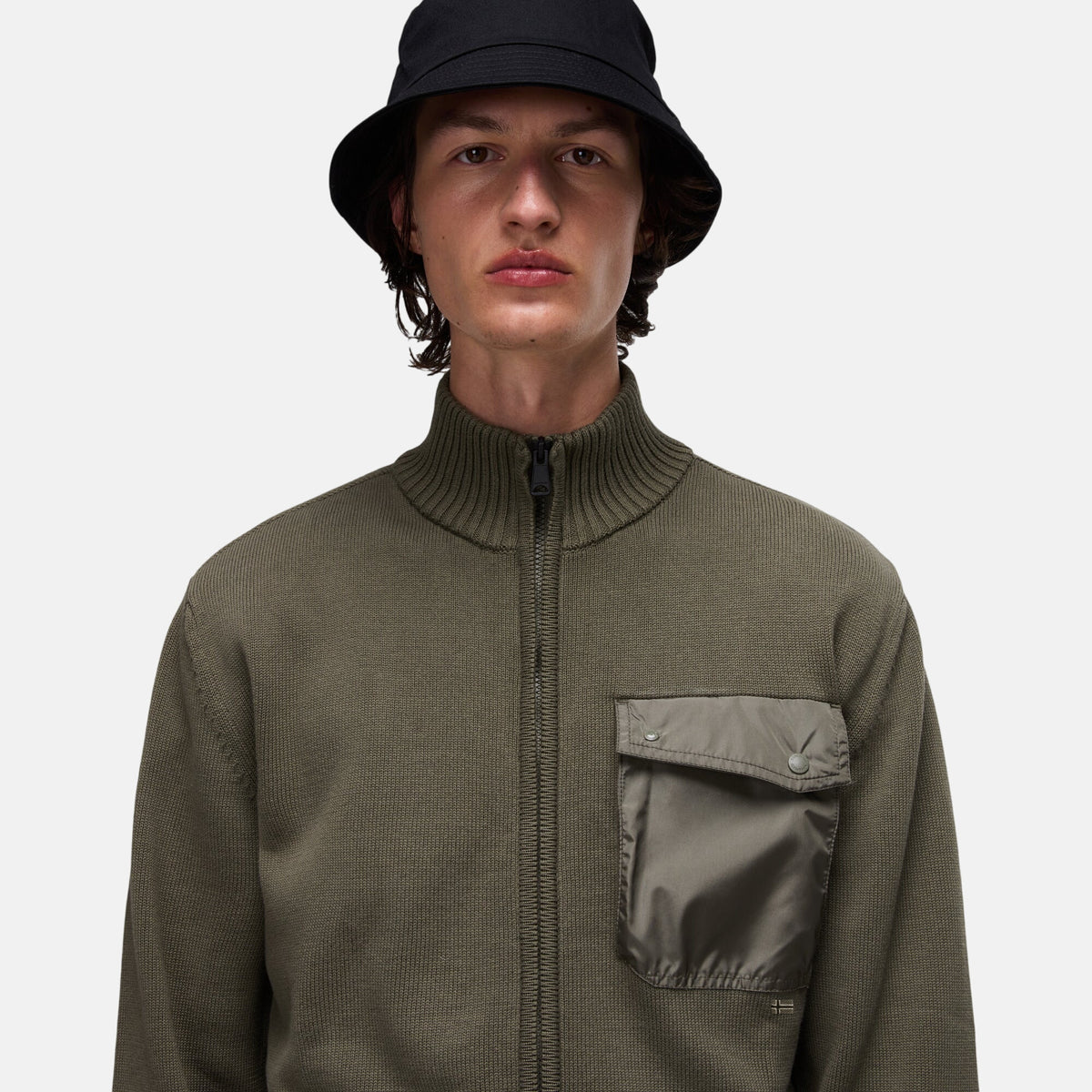 Napapijri Mens Berti Full Zip Knitted Jumper Tea Leaf | Studio DOS