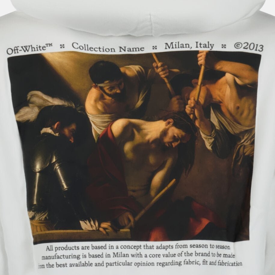 Off - White Caravaggio Logo Hooded Sweatshirt White | Studio DOS