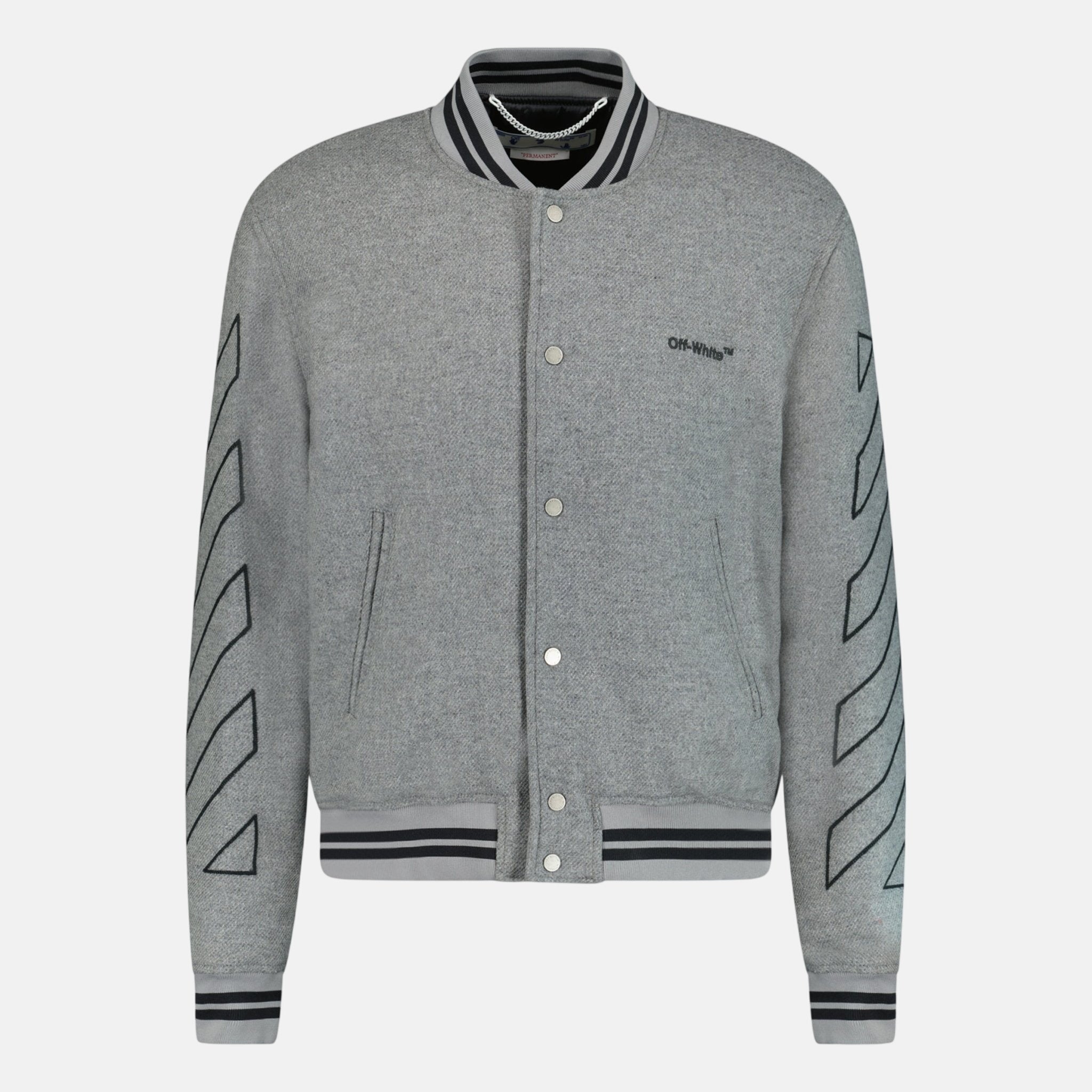Off - White Diagonal Outline Varsity Jacket Grey | Studio DOS