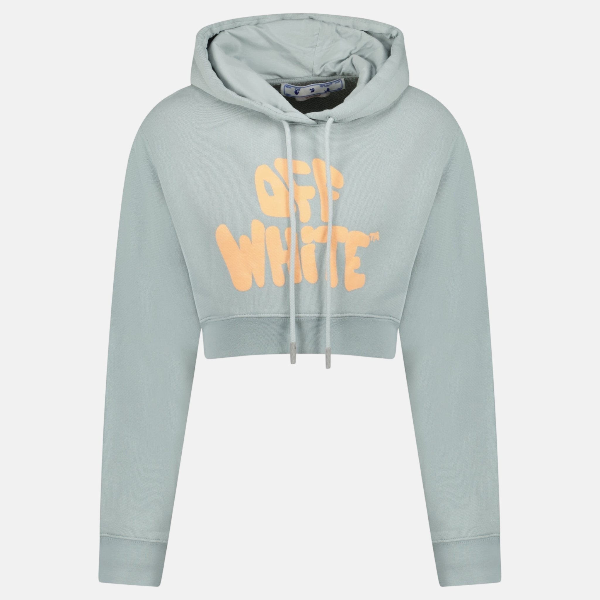 Off - White Womens 70's Type Logo Crop Sweatshirt Grey | Studio DOS