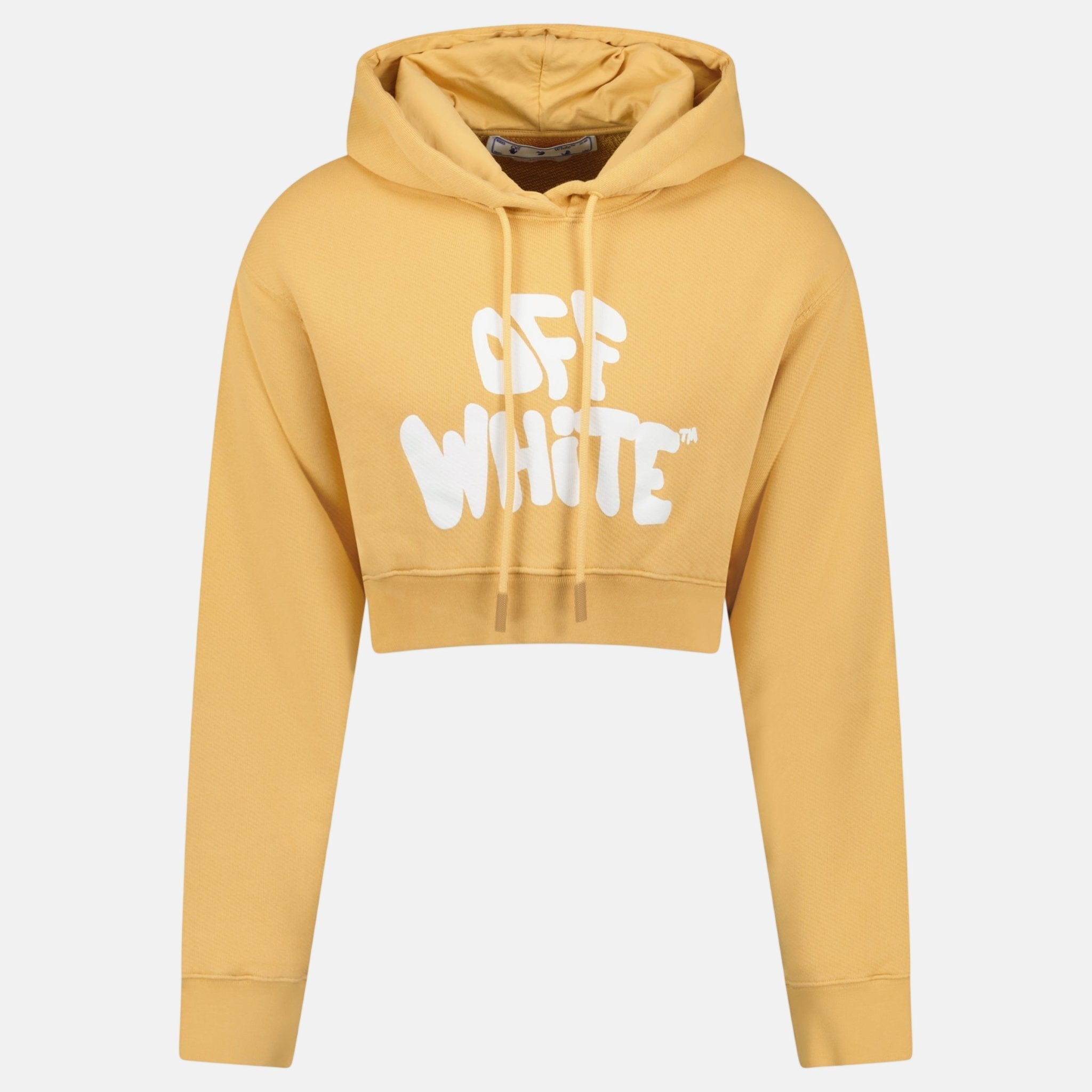 Off - White Womens 70's Type Logo Crop Sweatshirt Sand | Studio DOS