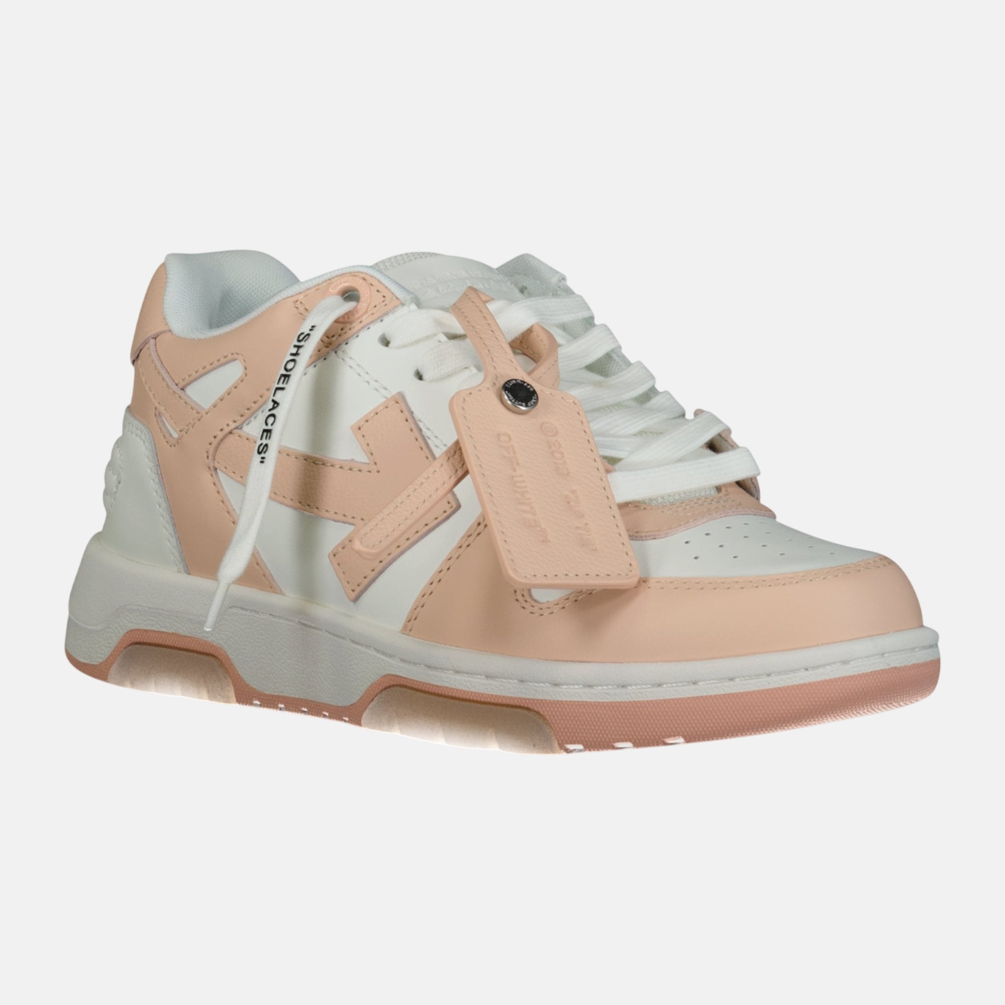 Off - White Womens Out Of Office Calf Leather Trainer White Powder Pink | Studio DOS