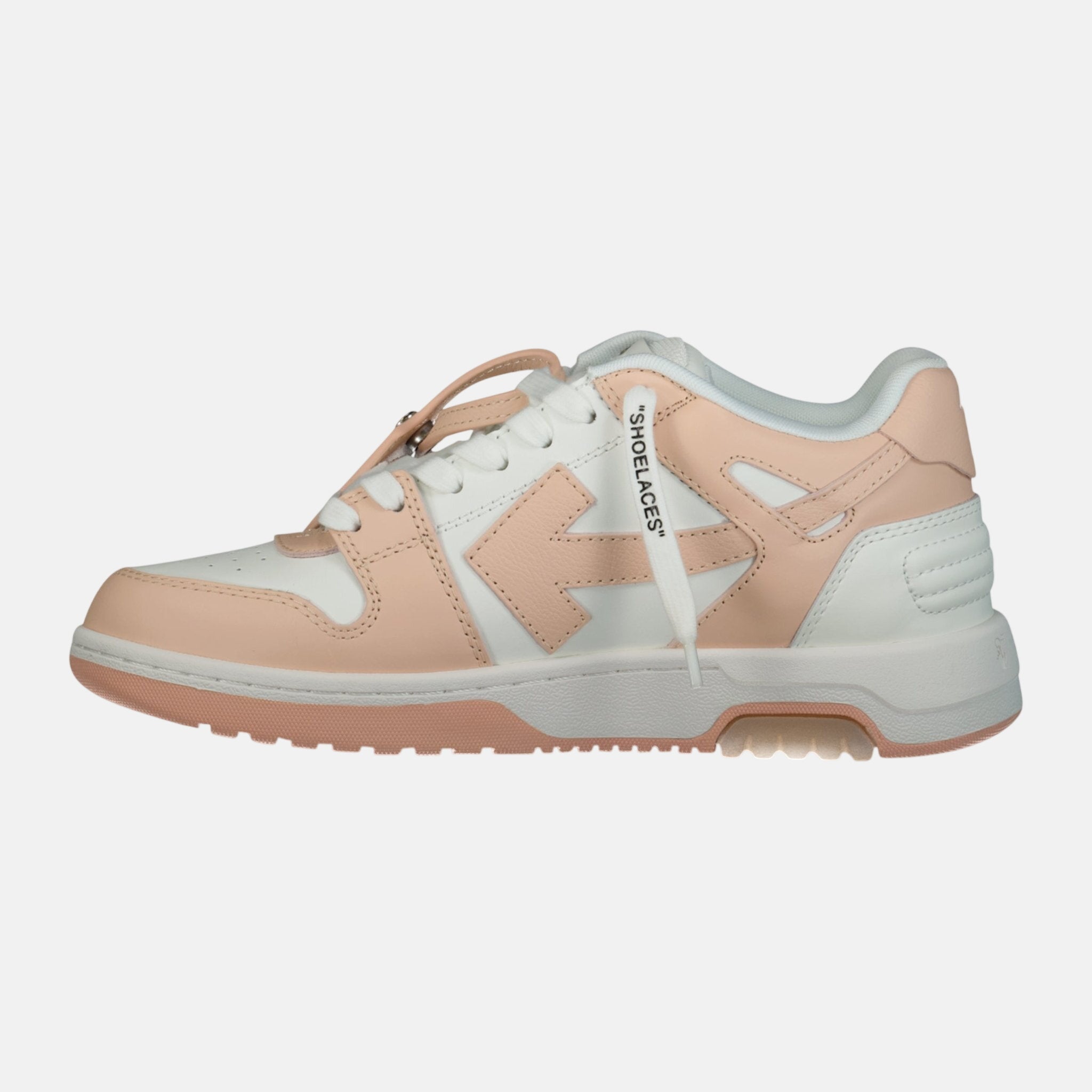 Off - White Womens Out Of Office Calf Leather Trainer White Powder Pink | Studio DOS
