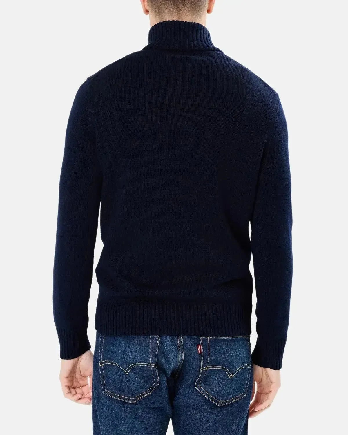 RALPH LAUREN COTTON 1/4 ZIP JUMPER HUNTER NAVY | Studio DOS