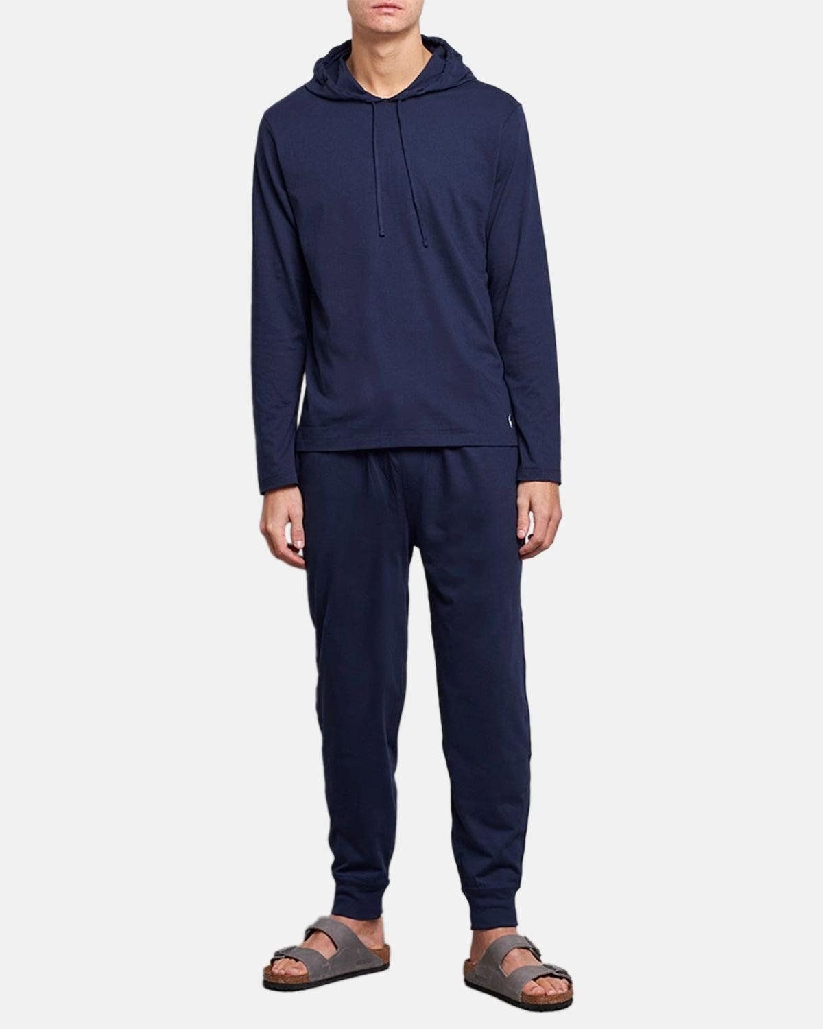 RALPH LAUREN COTTON JERSEY SLEEP HOODIE NAVY | Studio DOS