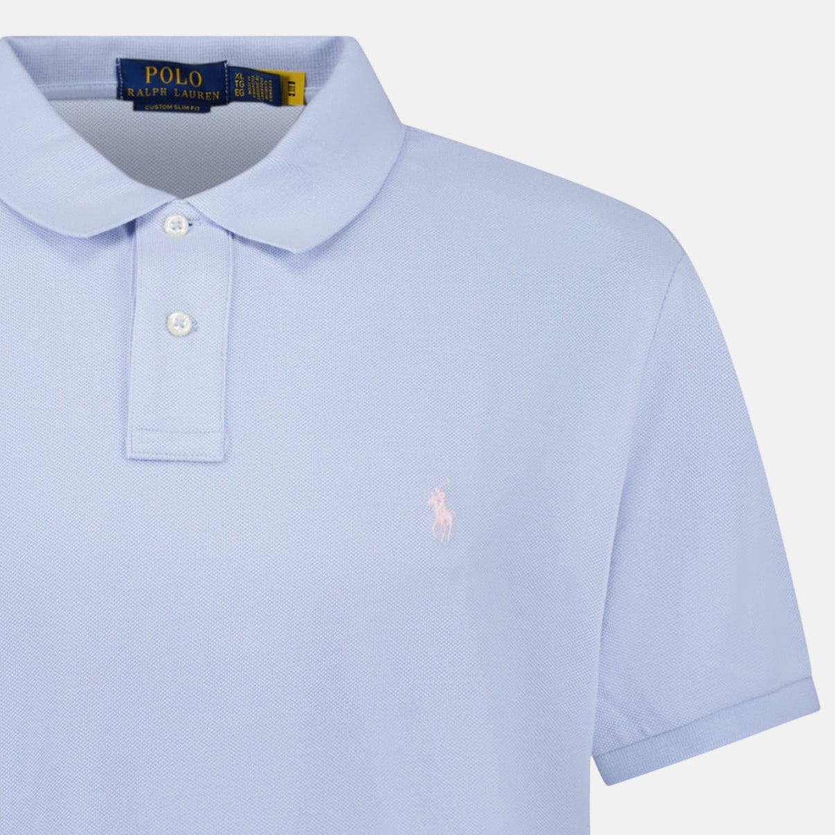 Ralph Lauren Cotton Mesh Custom Slim Fit Polo Shirt Light Blue | Studio DOS