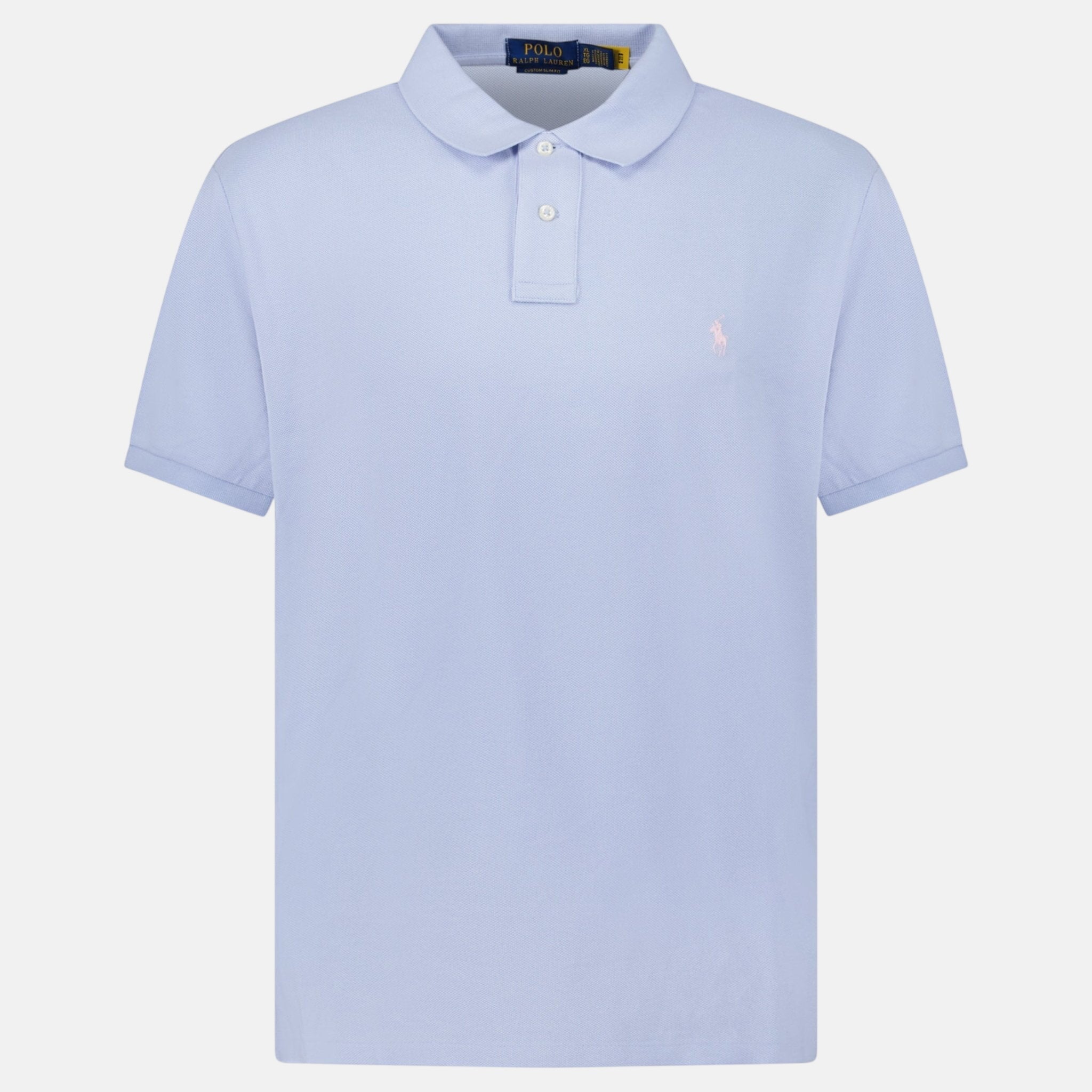 Ralph Lauren Cotton Mesh Custom Slim Fit Polo Shirt Light Blue | Studio DOS