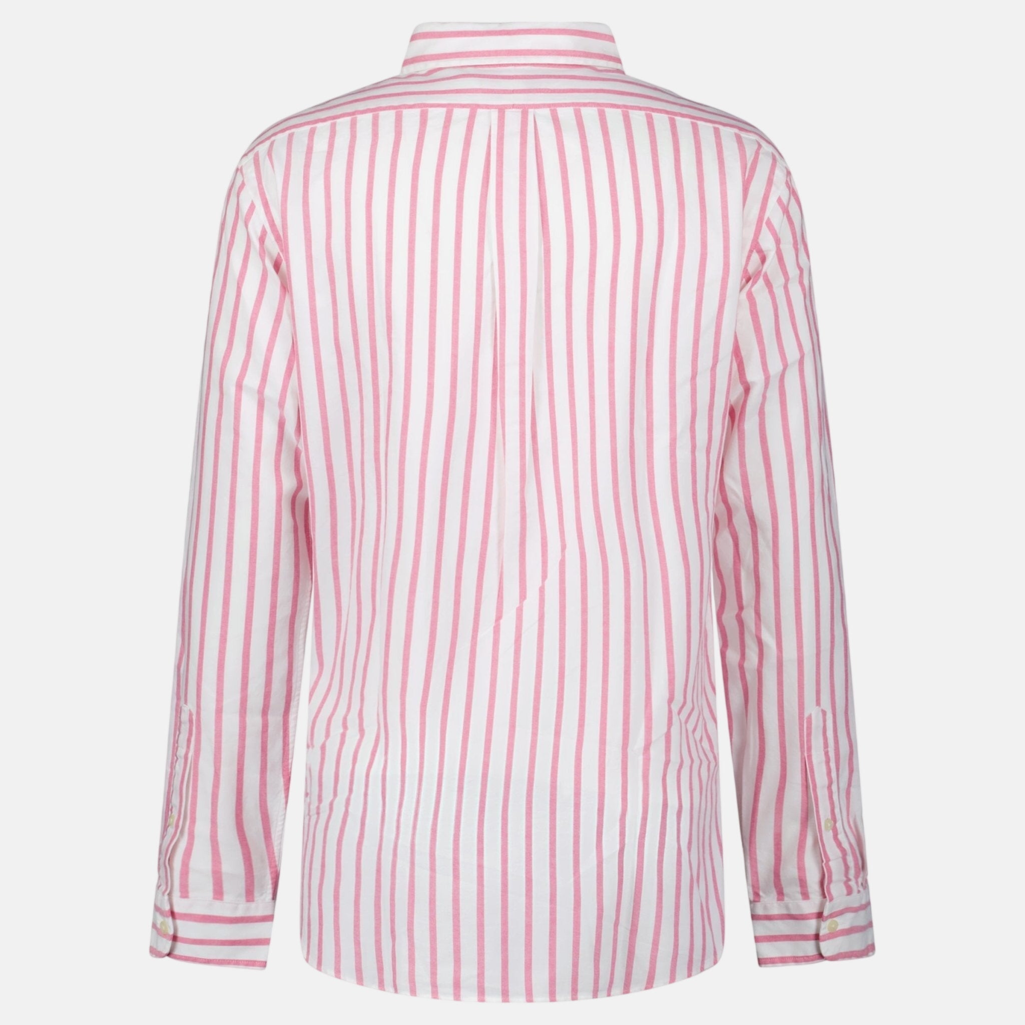 Ralph Lauren Custom Fit Stripe Oxford Shirt Pink White | Studio DOS