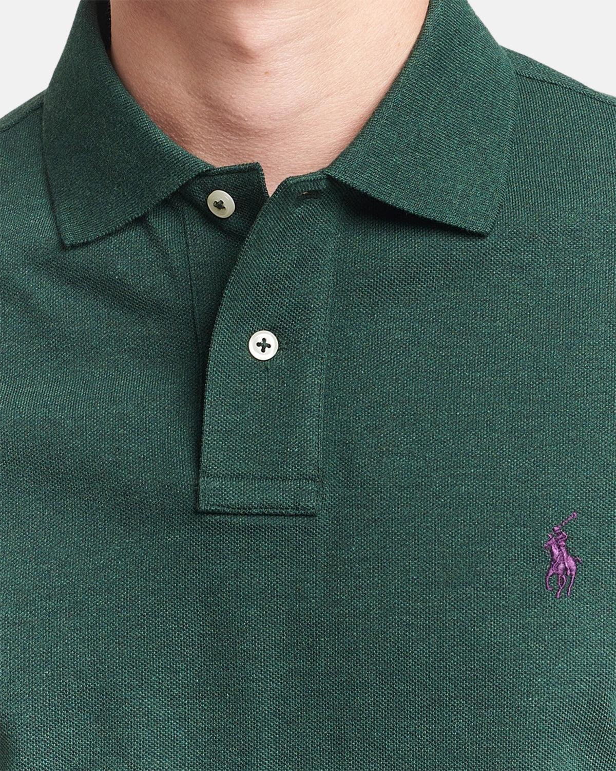 RALPH LAUREN CUSTOM SLIM FIT MESH POLO SHIRT SCOTCH PINE HEATHER | Studio DOS