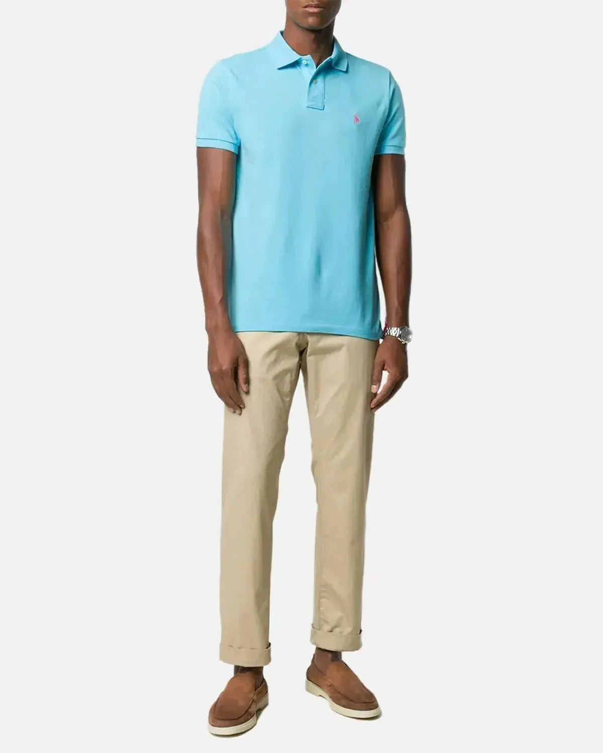 RALPH LAUREN CUSTOM SLIM FIT MESH POLO SHIRT TURQUOISE NOVA | Studio DOS