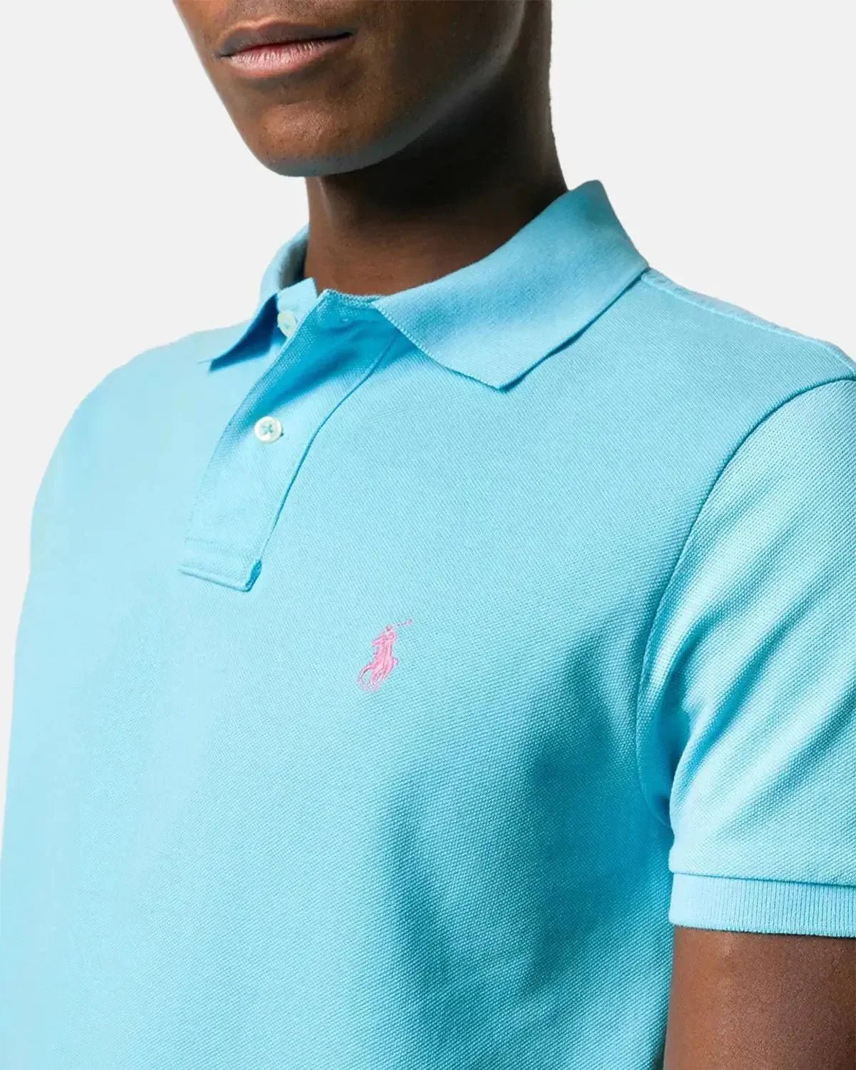 RALPH LAUREN CUSTOM SLIM FIT MESH POLO SHIRT TURQUOISE NOVA | Studio DOS