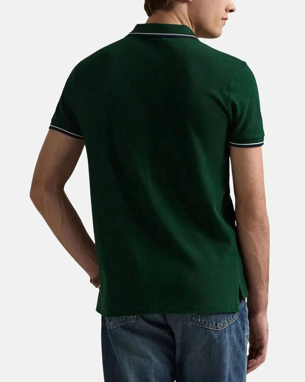 RALPH LAUREN CUSTOM SLIM FIT MESH TIPPED POLO SHIRT MOSS | Studio DOS