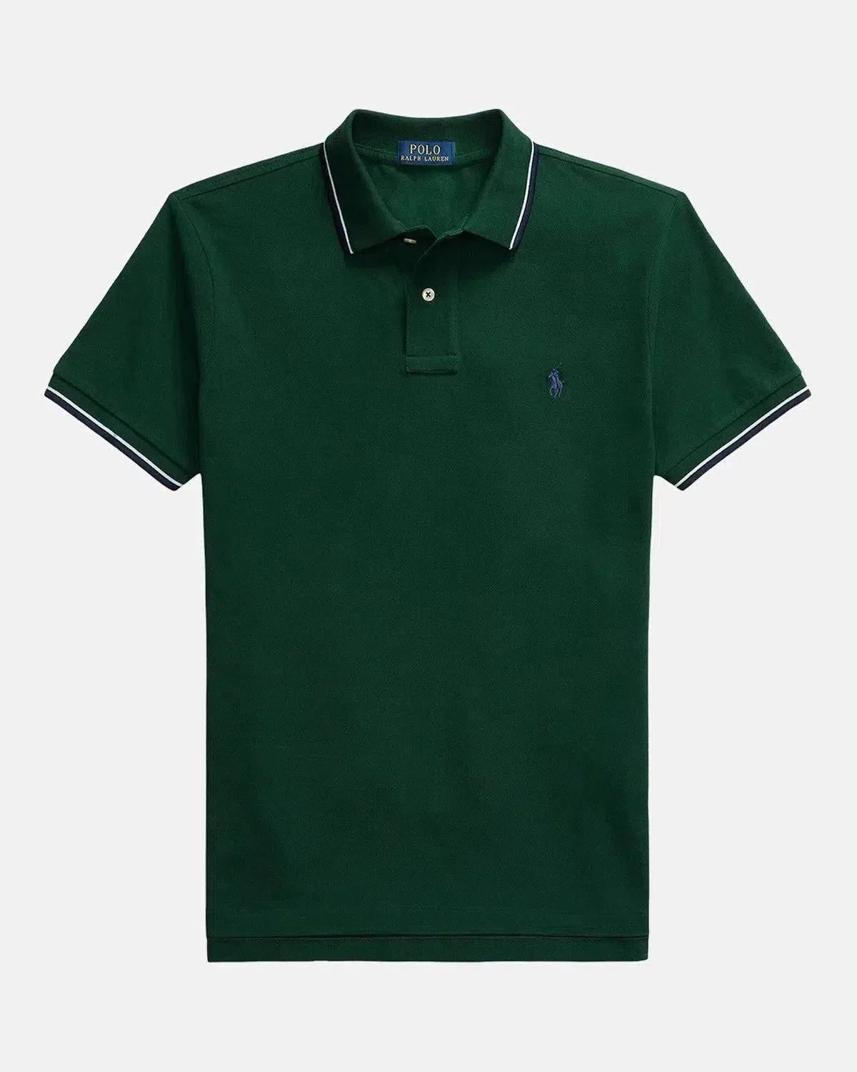 RALPH LAUREN CUSTOM SLIM FIT MESH TIPPED POLO SHIRT MOSS | Studio DOS