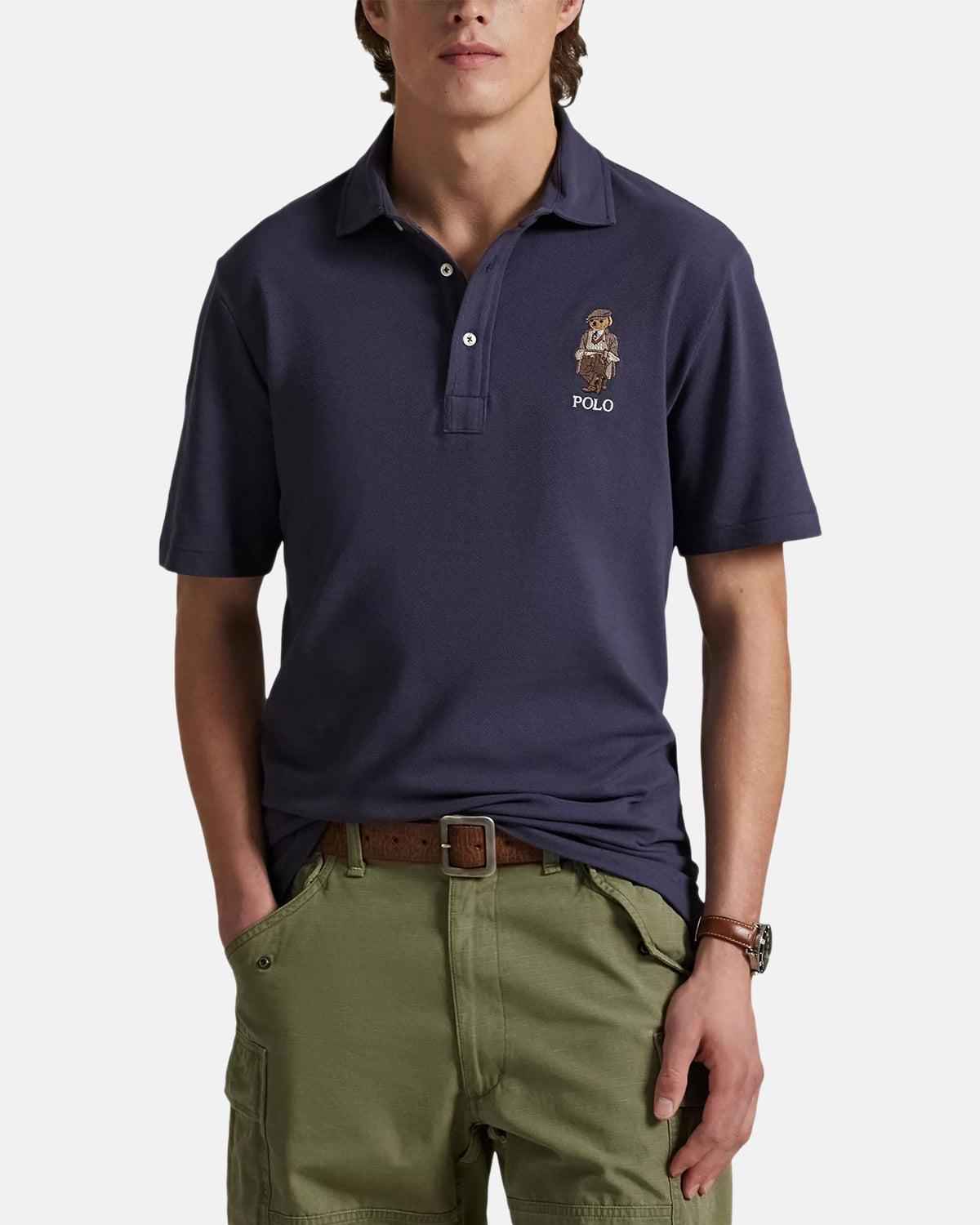 RALPH LAUREN CUSTOM SLIM FIT POLO BEAR POLO SHIRT FADED BLUE HRTG BEAR | Studio DOS