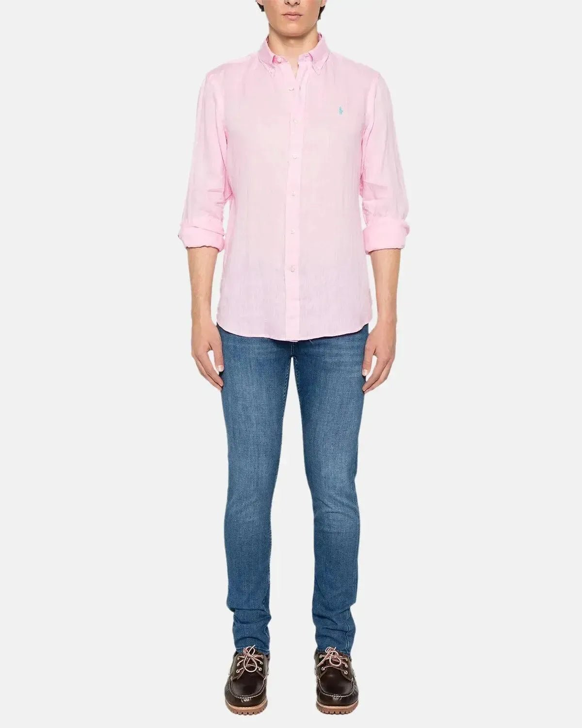 RALPH LAUREN MENS CUSTOM FIT LINEN SHIRT CARMEL PINK | Studio DOS