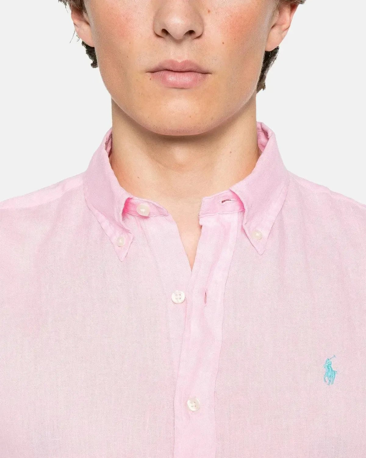 RALPH LAUREN MENS CUSTOM FIT LINEN SHIRT CARMEL PINK | Studio DOS