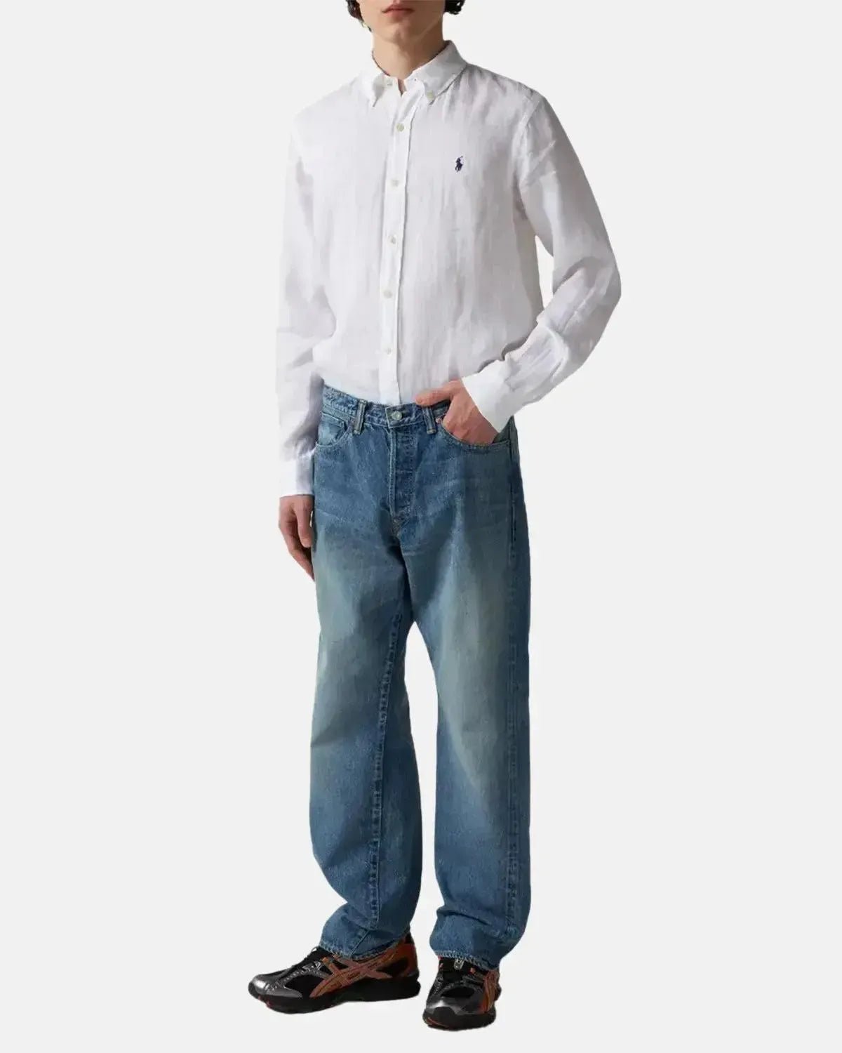 RALPH LAUREN MENS CUSTOM FIT LINEN SHIRT CERAMIC WHITE | Studio DOS