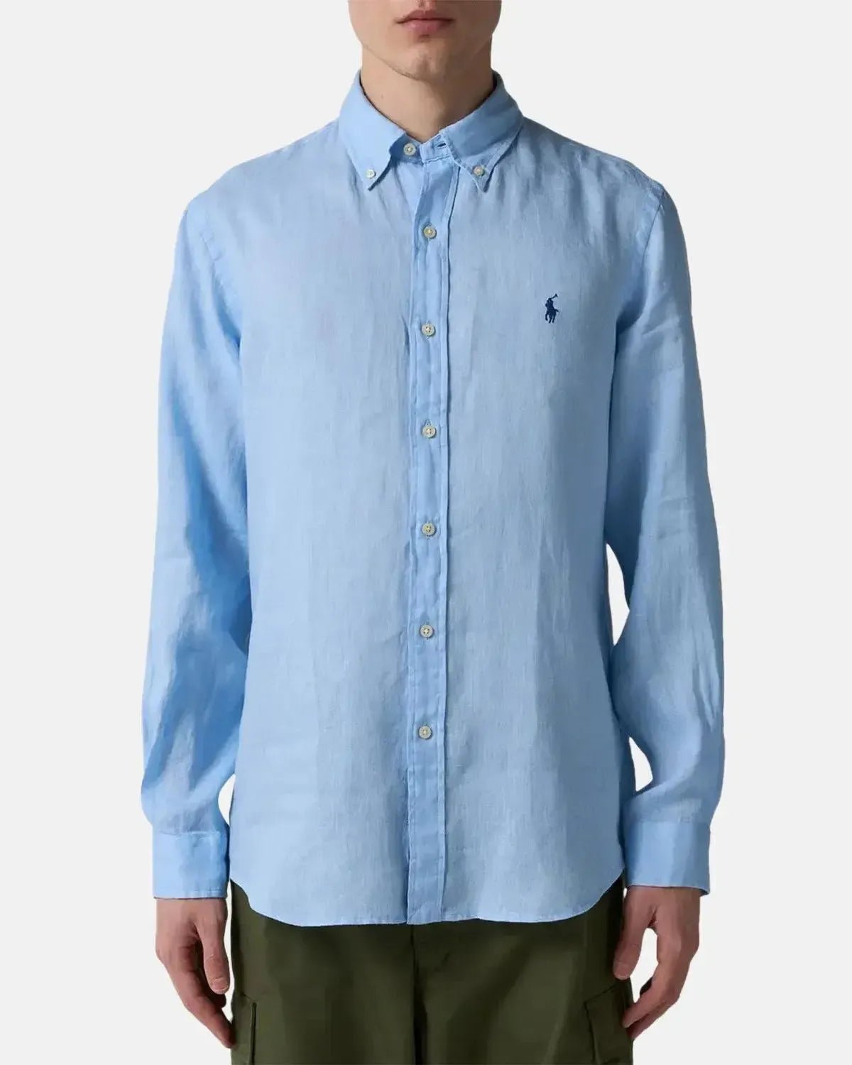 RALPH LAUREN MENS CUSTOM FIT LINEN SHIRT OFFICE BLUE | Studio DOS