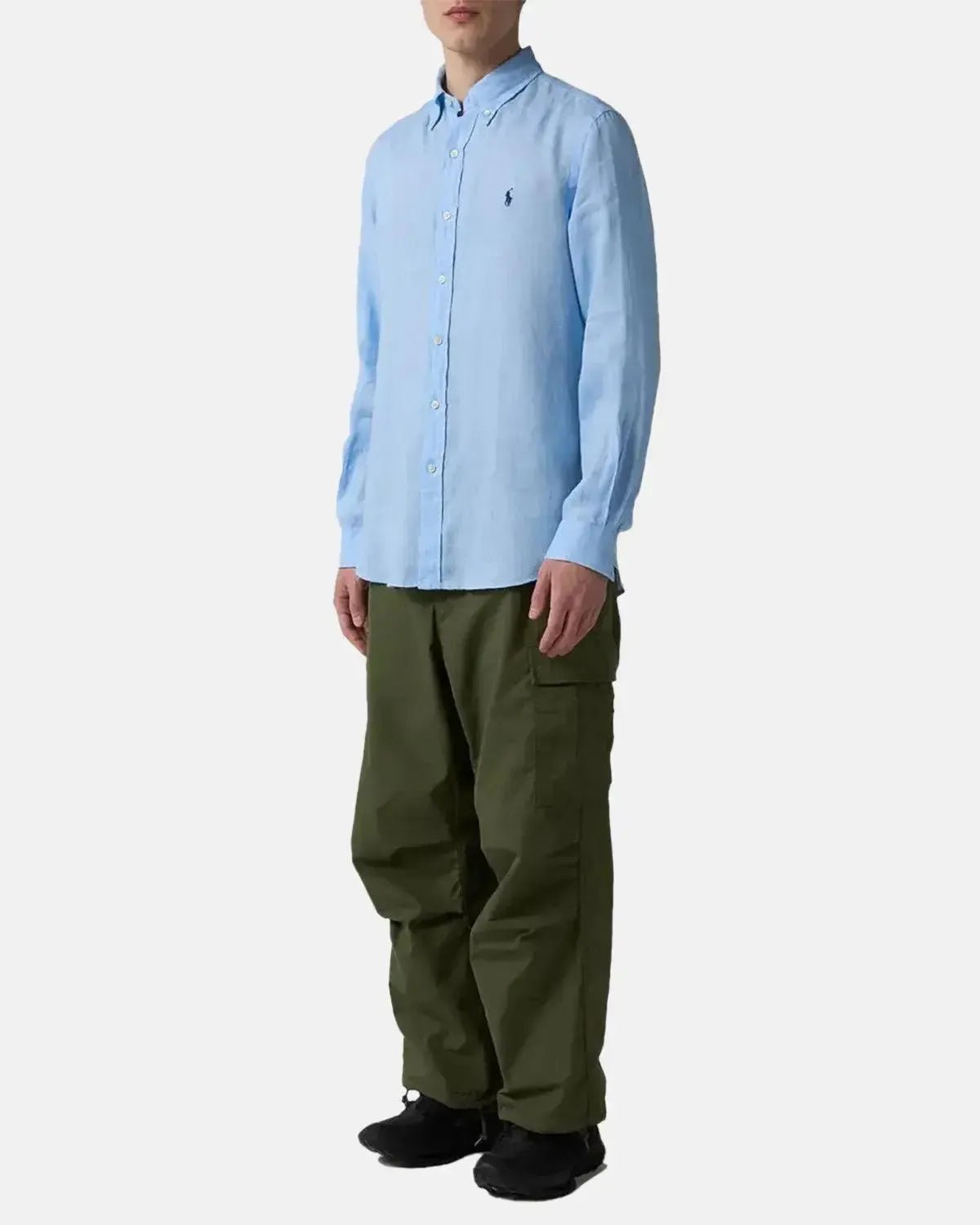 RALPH LAUREN MENS CUSTOM FIT LINEN SHIRT OFFICE BLUE | Studio DOS