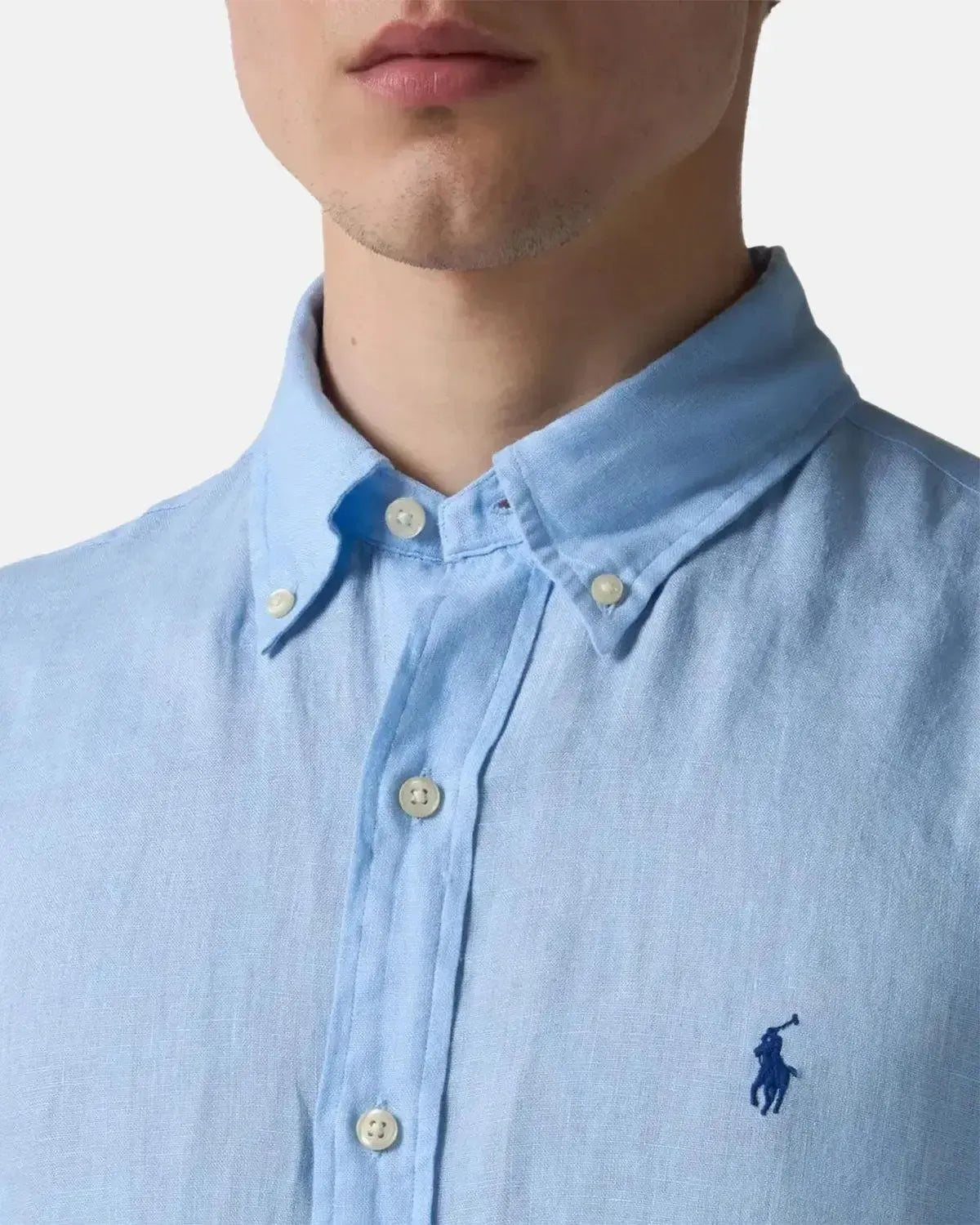 RALPH LAUREN MENS CUSTOM FIT LINEN SHIRT OFFICE BLUE | Studio DOS