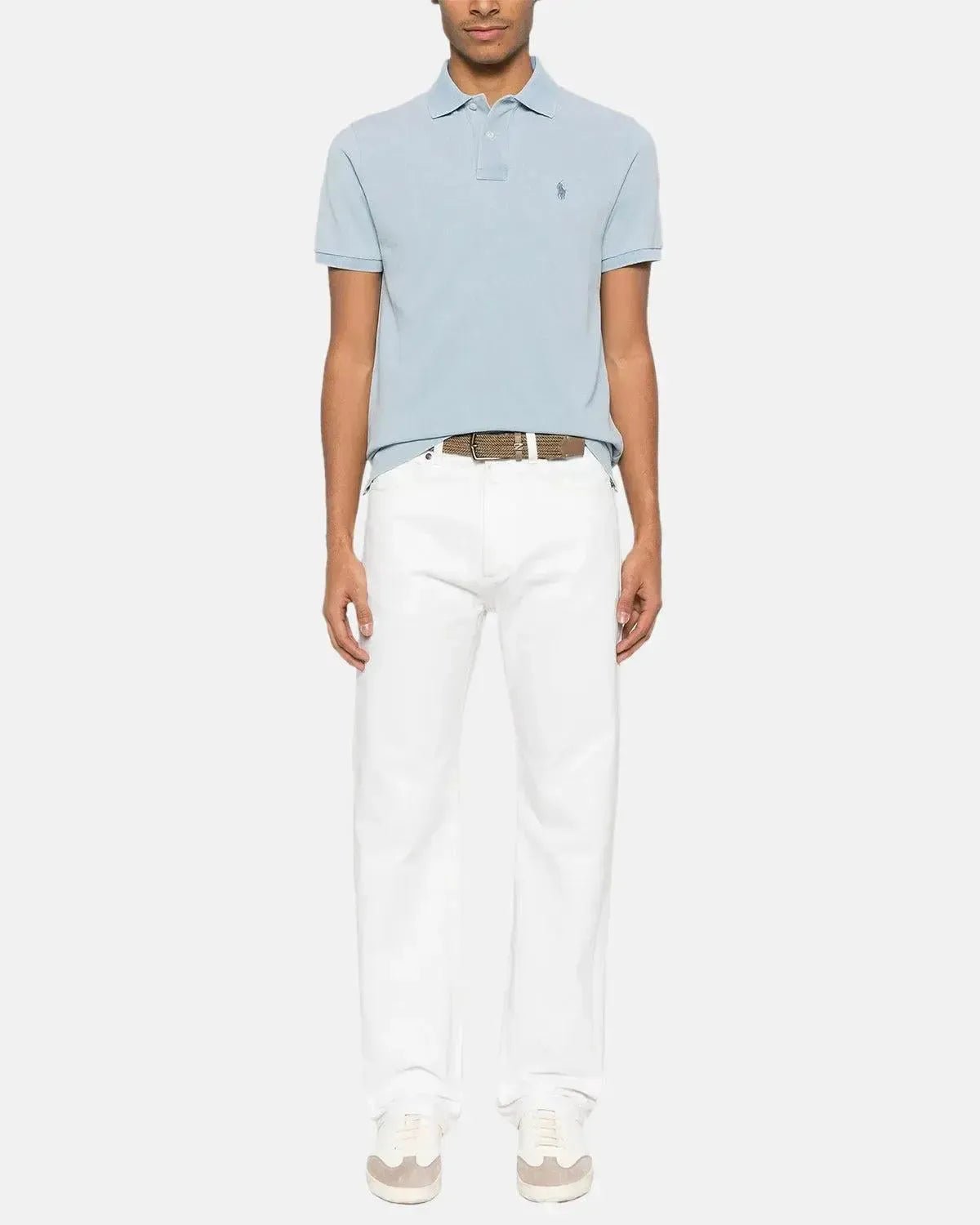 RALPH LAUREN MENS CUSTOM SLIM FIT INDIGO MESH POLO SHIRT LIGHT INDIGO | Studio DOS