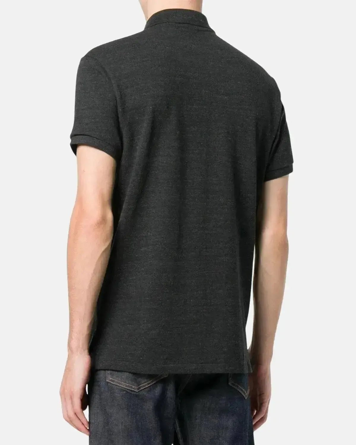 RALPH LAUREN MENS CUSTOM SLIM FIT MESH POLO SHIRT BLACK MARL HEATHER | Studio DOS