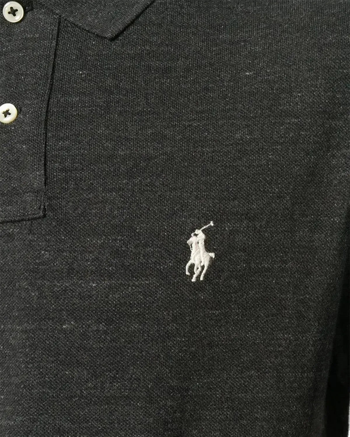 RALPH LAUREN MENS CUSTOM SLIM FIT MESH POLO SHIRT BLACK MARL HEATHER | Studio DOS