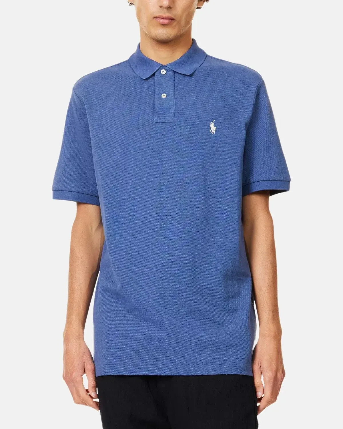 RALPH LAUREN MENS CUSTOM SLIM FIT MESH POLO SHIRT EARTH BLUE | Studio DOS
