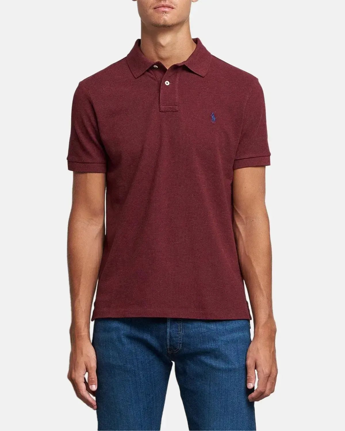 RALPH LAUREN MENS CUSTOM SLIM FIT MESH POLO SHIRT SPRING WINE HEATHER | Studio DOS