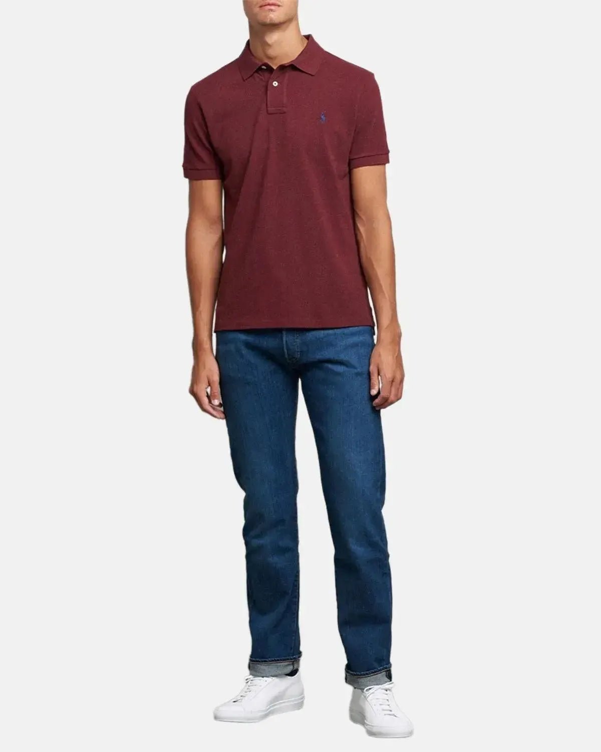 RALPH LAUREN MENS CUSTOM SLIM FIT MESH POLO SHIRT SPRING WINE HEATHER | Studio DOS