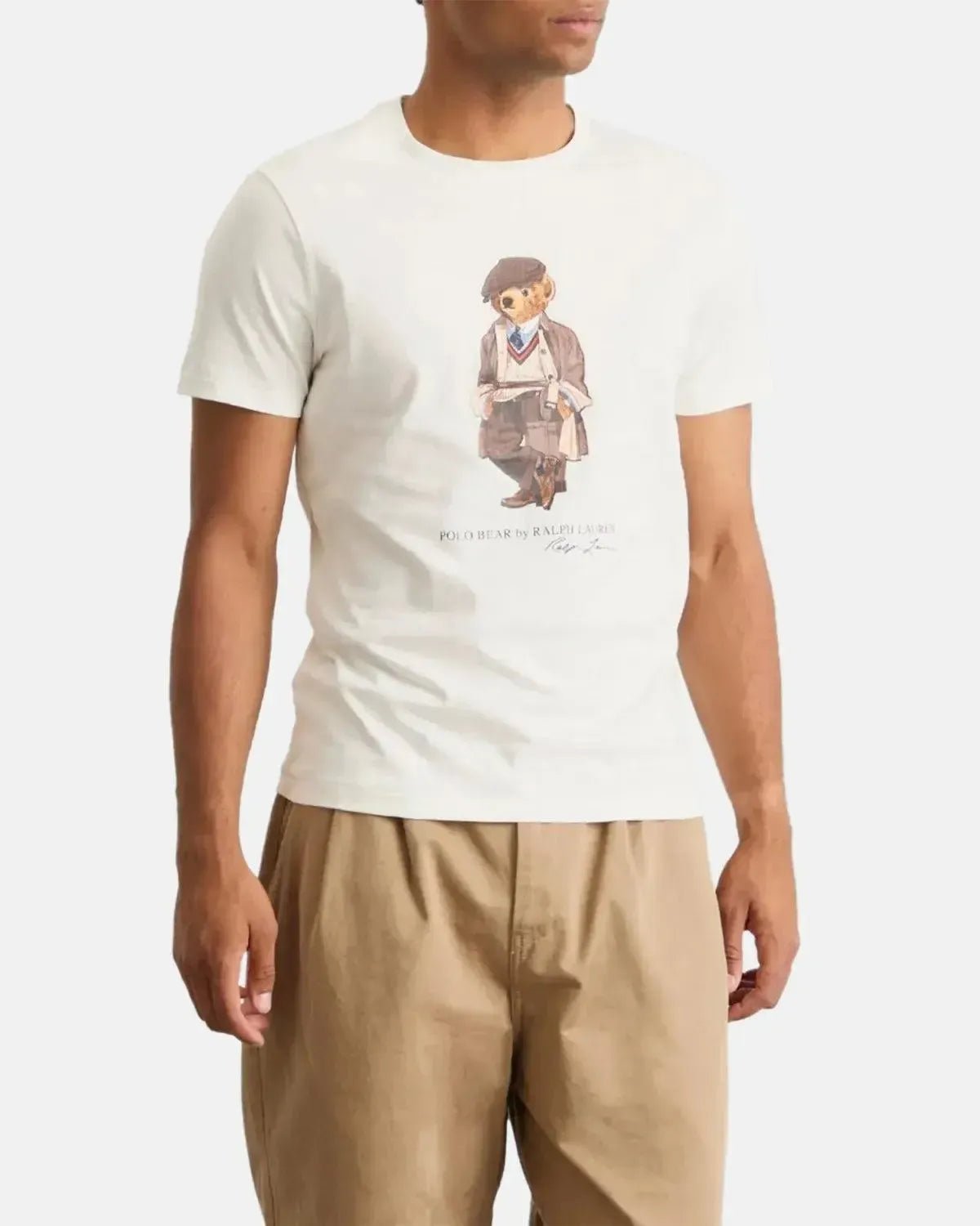 RALPH LAUREN MENS CUSTOM SLIM FIT POLO BEAR T - SHIRT DECKWASH WHITE HRTG | Studio DOS