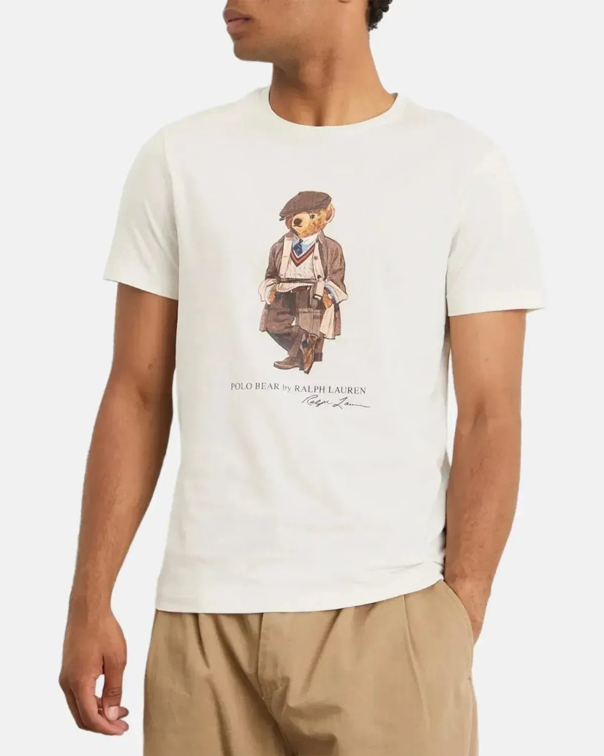 RALPH LAUREN MENS CUSTOM SLIM FIT POLO BEAR T - SHIRT DECKWASH WHITE HRTG | Studio DOS