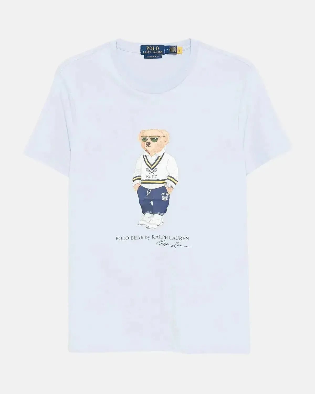RALPH LAUREN MENS CUSTOM SLIM FIT TENNIS POLO BEAR T - SHIRT CORNFLOWER BLUE | Studio DOS