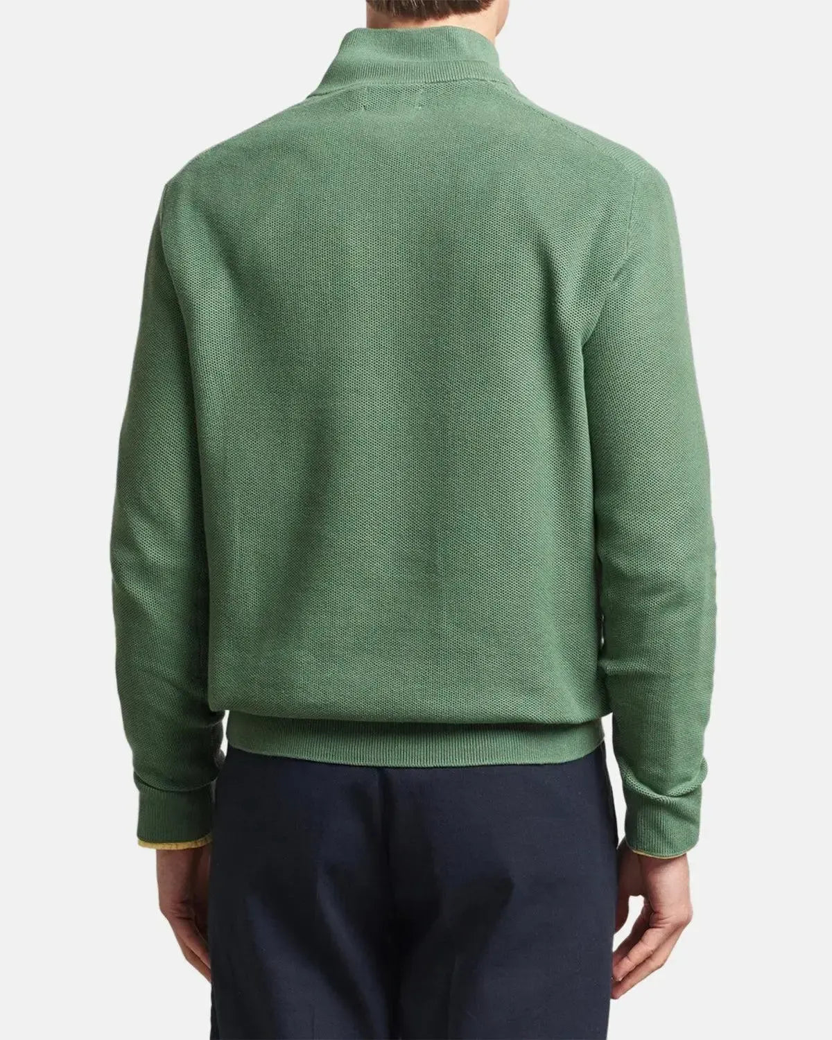 RALPH LAUREN MENS MESH KNIT COTTON 1/4 ZIP JUMPER FATIGUE | Studio DOS