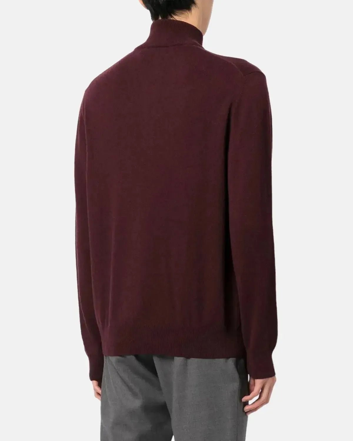 RALPH LAUREN MENS WOOL 1/4 ZIP JUMPER AGED WINE HEATHER | Studio DOS
