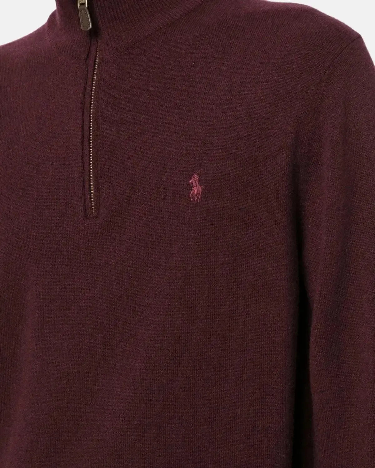 RALPH LAUREN MENS WOOL 1/4 ZIP JUMPER AGED WINE HEATHER | Studio DOS